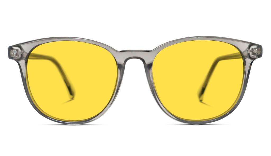 DayMax Billie Glasses - Pearl Grey Blue Light Filter Glasses - Yellow Lens BlockBlueLight 