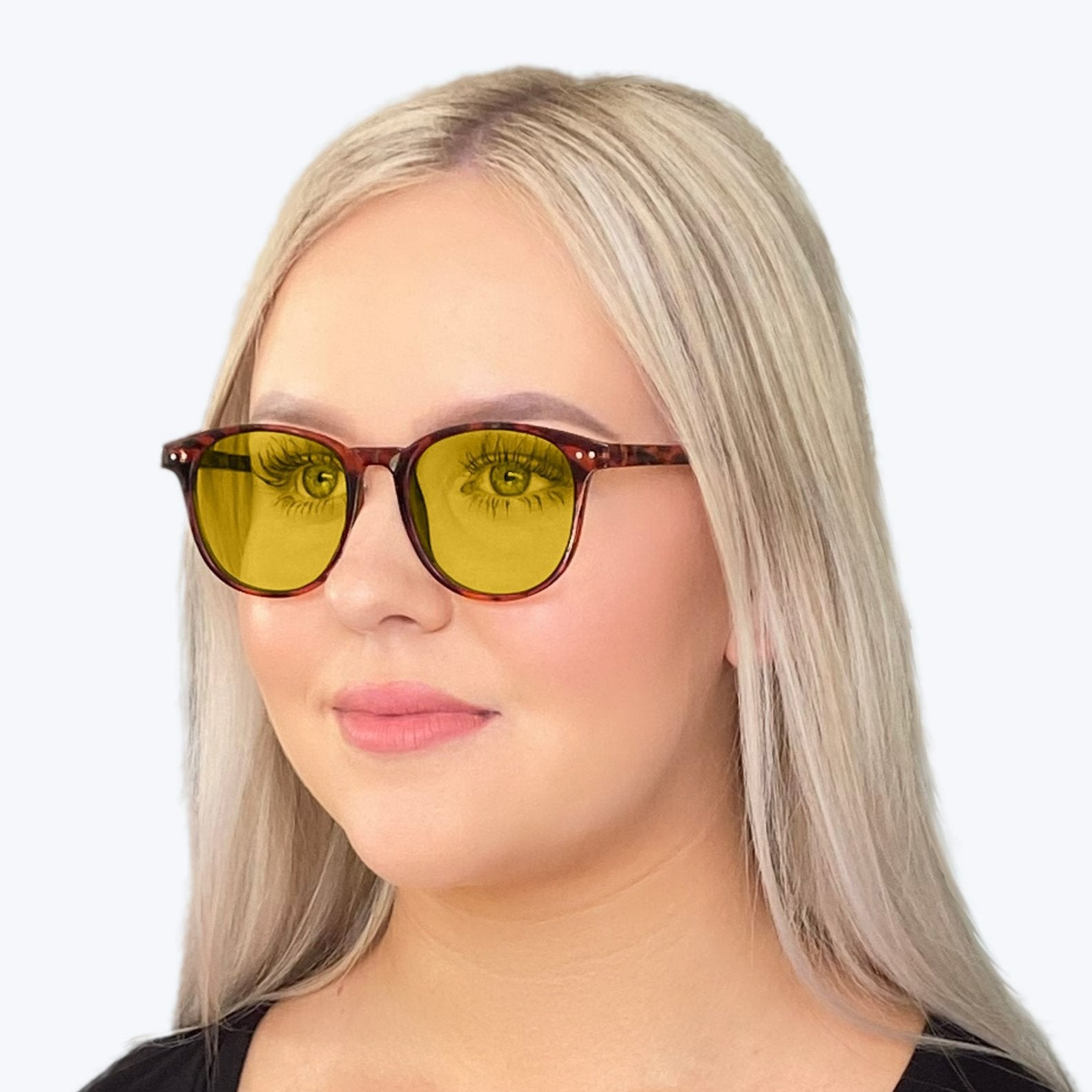 DayMax Billie Glasses - Tortoise Blue Light Filter Glasses - Yellow Lens BlockBlueLight 