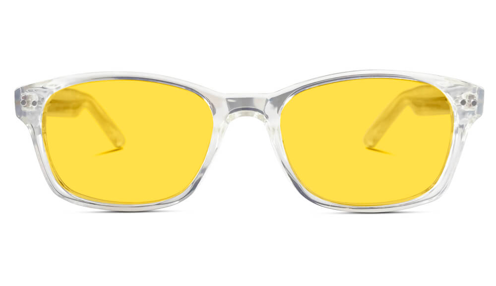 DayMax Wayfarer Glasses - Crystal Blue Light Filter Glasses - Yellow Lens BlockBlueLight