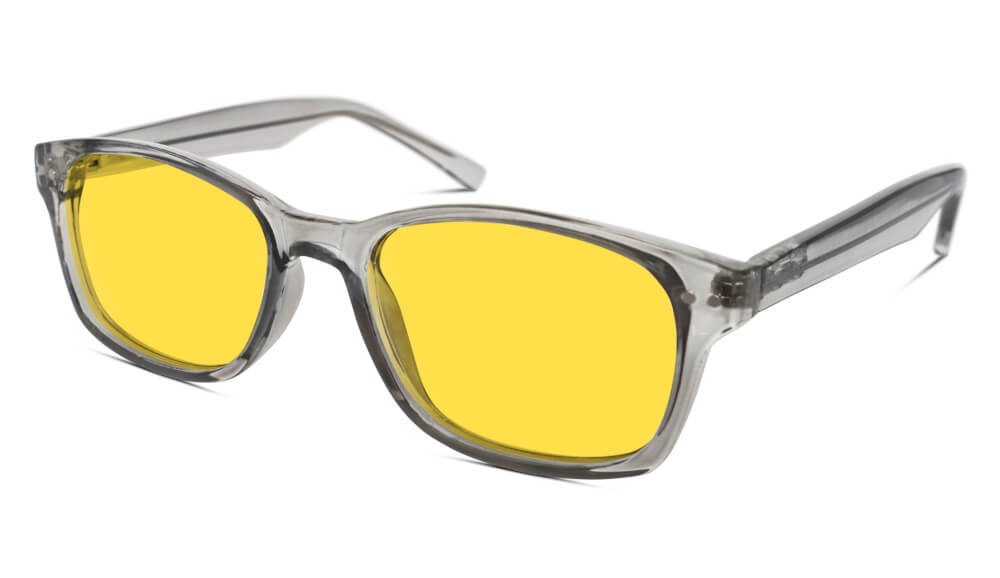 DayMax Wayfarer Glasses - Pearl Grey Blue Light Filter Glasses - Yellow Lens BlockBlueLight