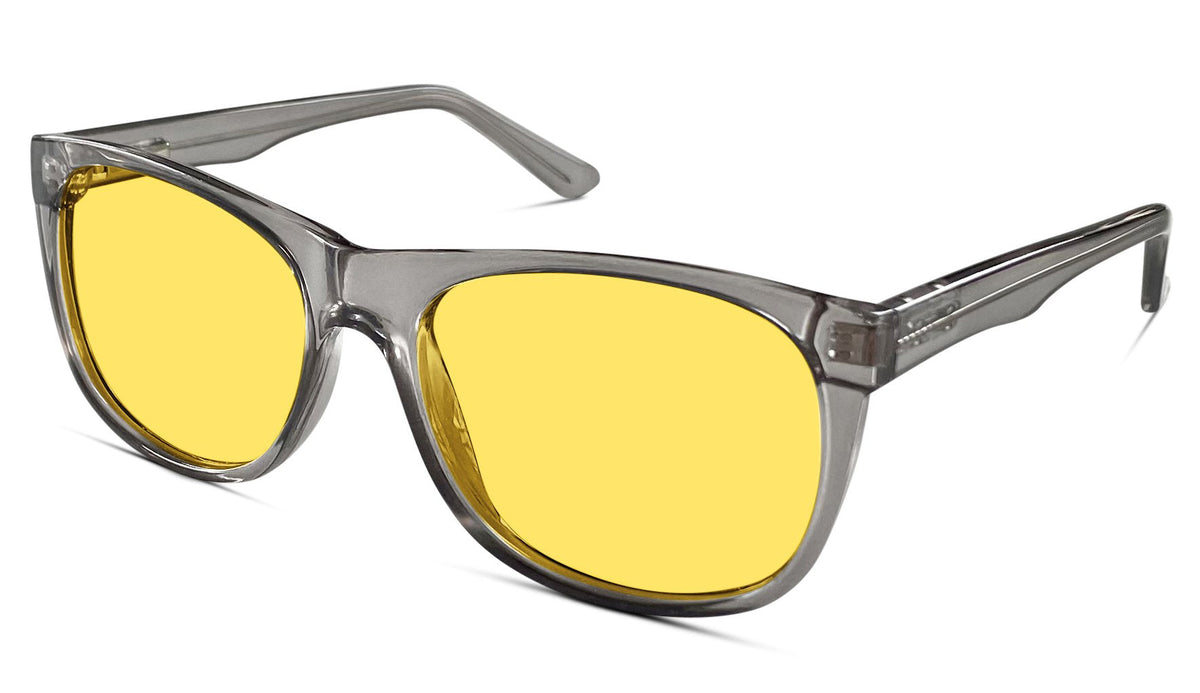 Kids DayMax Wayfarer Glasses - Pearl Grey Blue Light Filter Glasses - Yellow Lens BlockBlueLight 