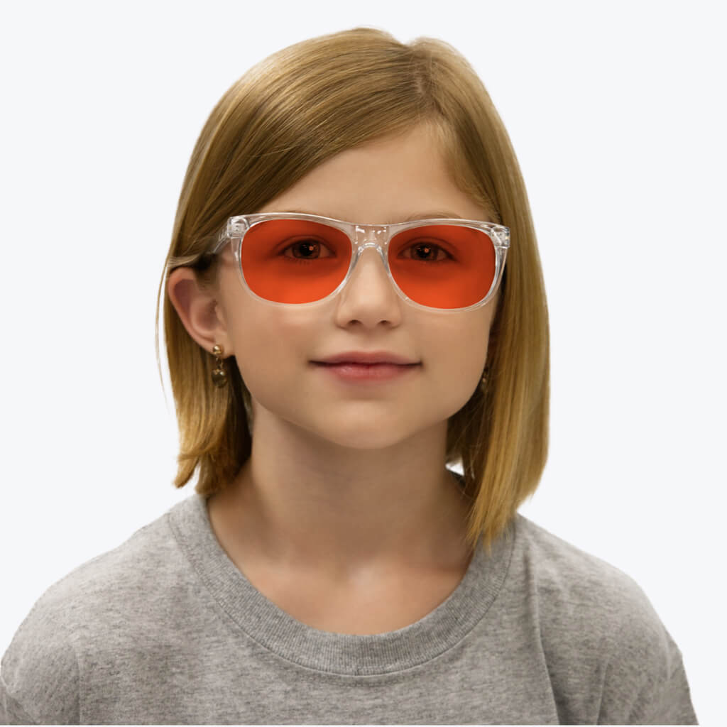 Kids NightFall Wayfarer Blue Blocking Glasses - Crystal Blue Light Blocking Glasses - Red Lens BlockBlueLight