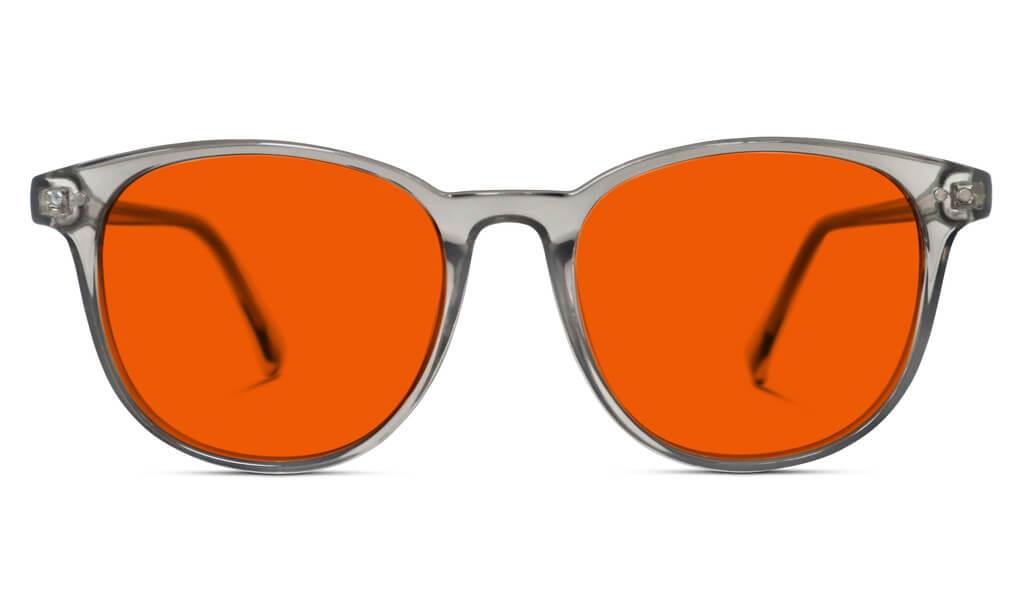 NightFall Billie Blue Blocking Glasses - Pearl Grey Blue Light Blocking Glasses - Red Lens BlockBlueLight