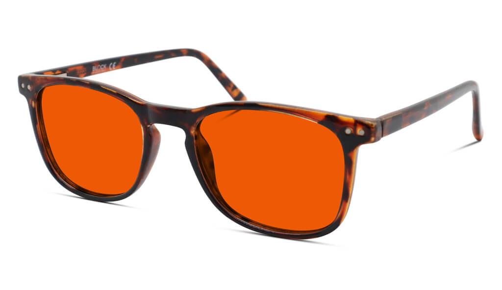 Nightfall Taylor Blue Blocking Glasses - Tortoise Blue Light Blocking Glasses - Red Lens BlockBlueLight