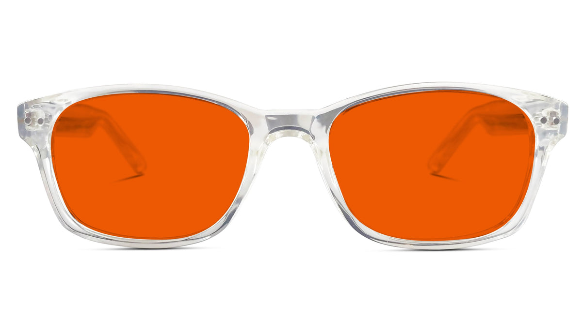 NightFall Wayfarer Blue Blocking Glasses - Crystal Blue Light Blocking Glasses - Red Lens BlockBlueLight