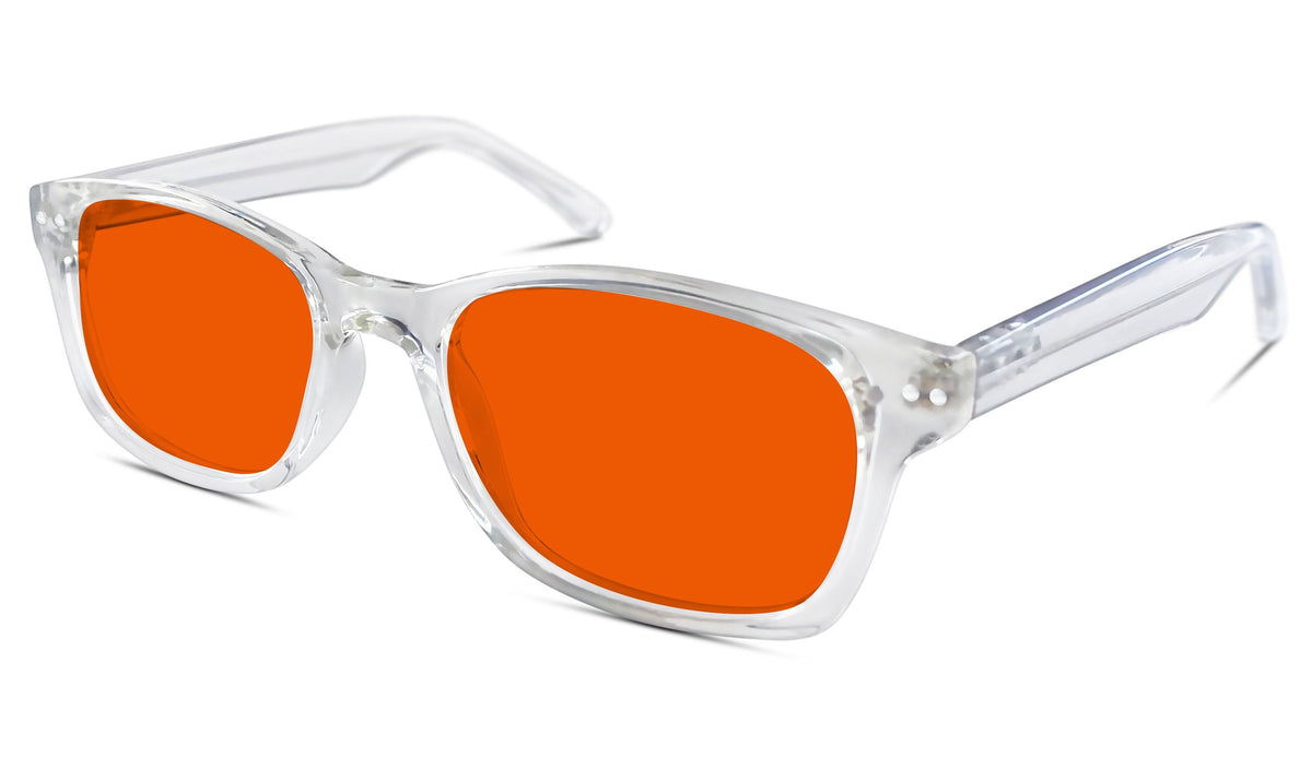 NightFall Wayfarer Blue Blocking Glasses - Crystal Blue Light Blocking Glasses - Red Lens BlockBlueLight