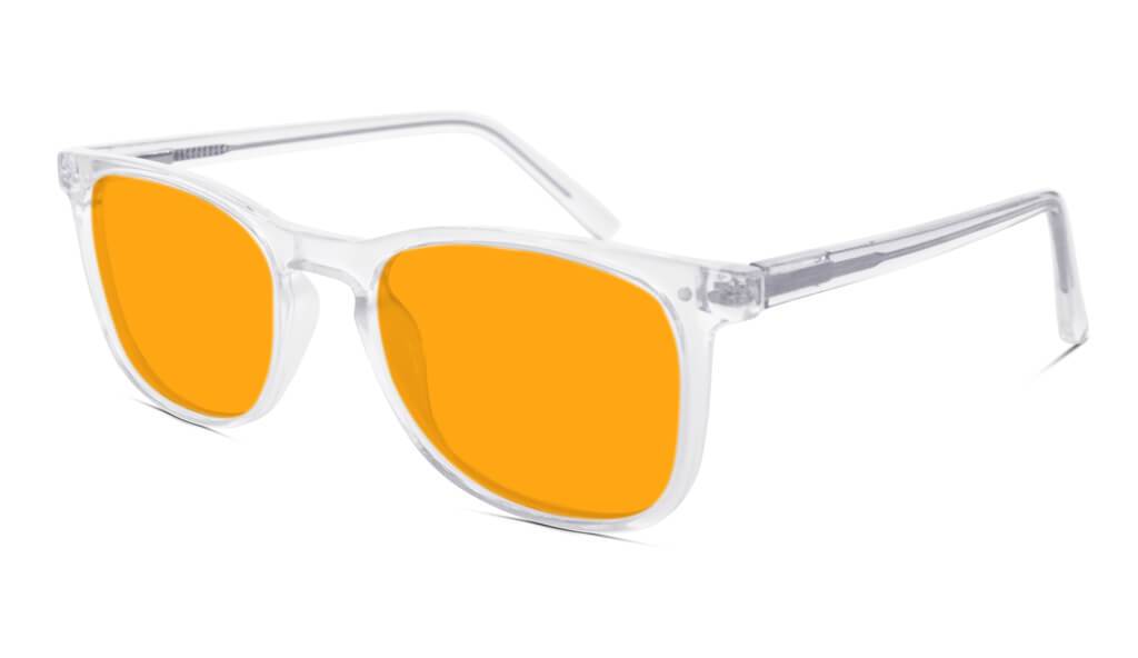 SunDown Taylor Blue Blocking Glasses - Crystal Blue Light Blocking Glasses - Amber Lens BlockBlueLight