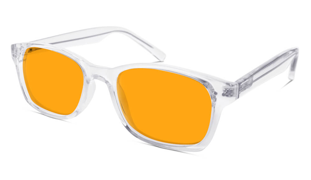 SunDown Wayfarer Blue Blocking Glasses - Crystal Blue Light Blocking Glasses - Amber Lens BlockBlueLight