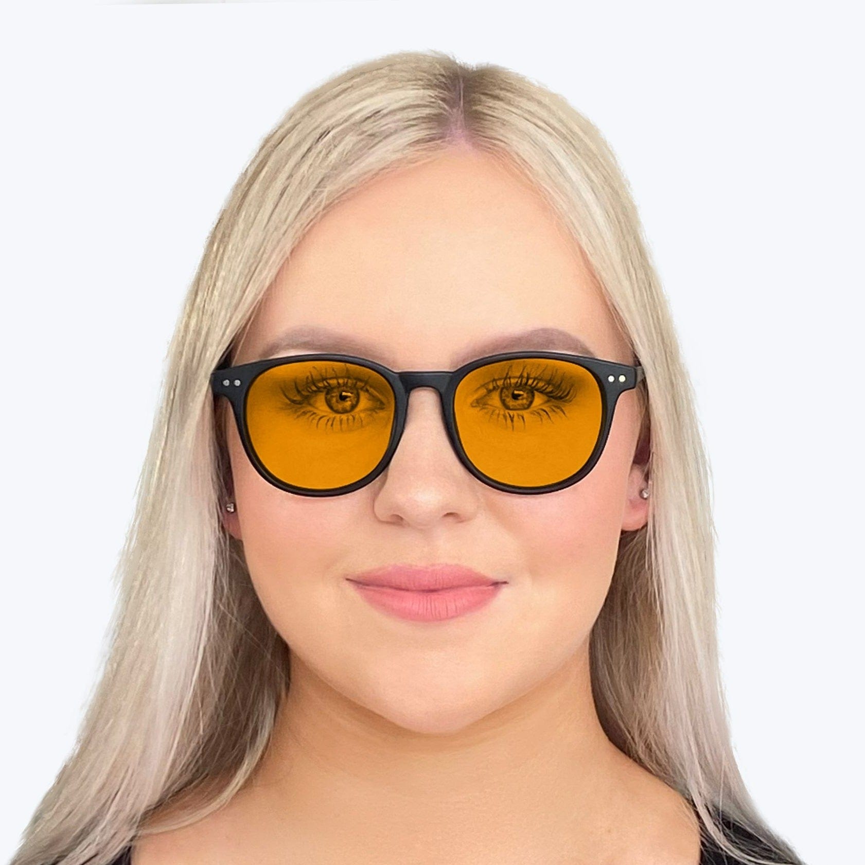 BlockBlueLight Blue Light Blocking Glasses - Amber Lens SunDown Billie Blue Blocking Glasses - Black