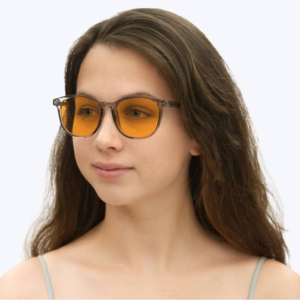 BlockBlueLight Blue Light Blocking Glasses - Amber Lens SunDown Billie Blue Blocking Glasses-Pearl Grey