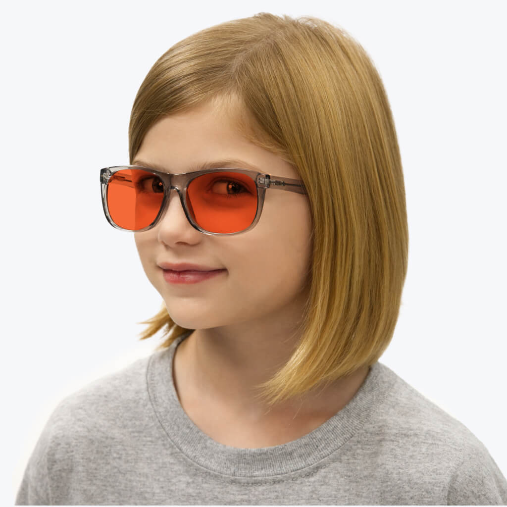 BlockBlueLight Blue Light Blocking Glasses - Red Lens Kids NightFall Wayfarer Blue Blocking Glasses - Grey