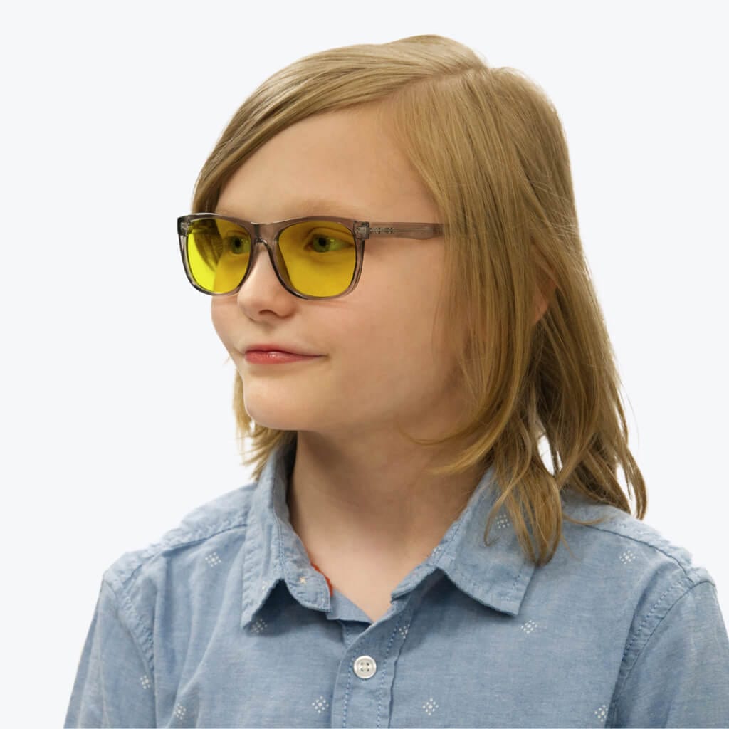 BlockBlueLight Blue Light Filter Glasses - Yellow Lens Kids DayMax Wayfarer Glasses - Pearl Grey