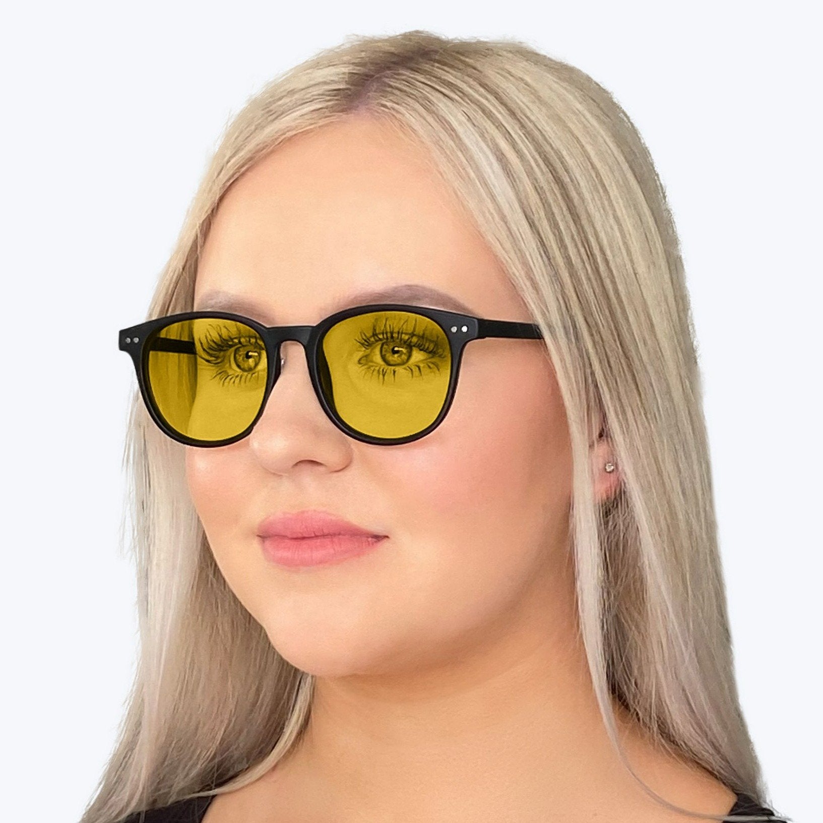 DayMax Billie Glasses - Black Blue Light Filter Glasses - Yellow Lens BlockBlueLight 