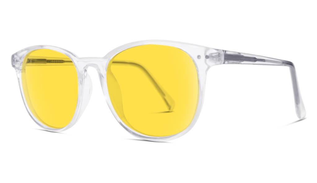 DayMax Billie Glasses - Crystal Blue Light Filter Glasses - Yellow Lens BlockBlueLight 