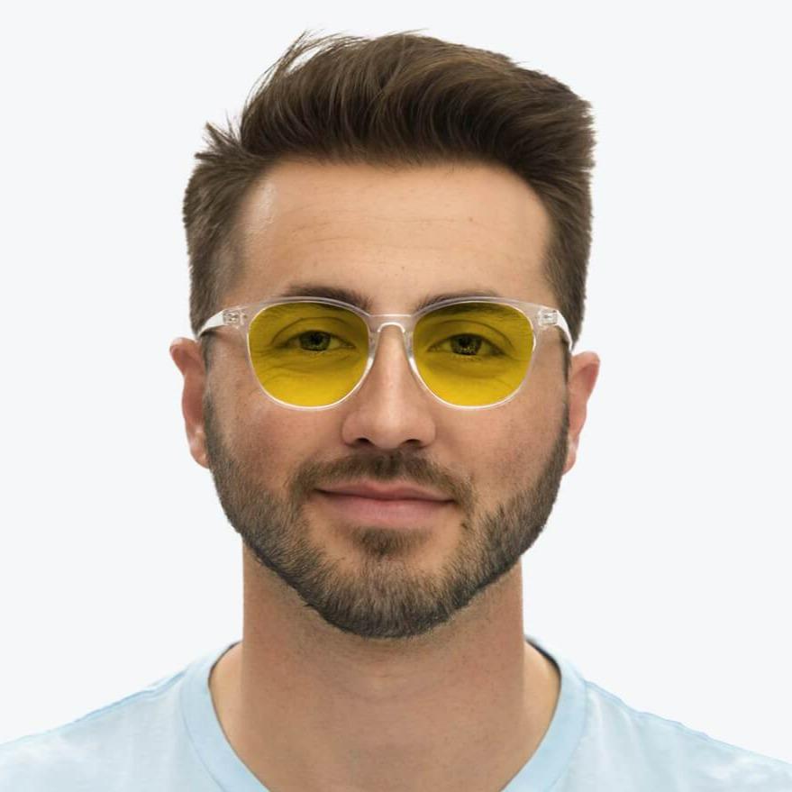 DayMax Billie Glasses - Crystal Blue Light Filter Glasses - Yellow Lens BlockBlueLight 