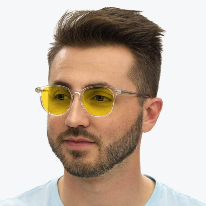 DayMax Billie Glasses - Crystal Blue Light Filter Glasses - Yellow Lens BlockBlueLight 