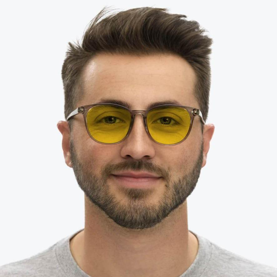 DayMax Billie Glasses - Pearl Grey Blue Light Filter Glasses - Yellow Lens BlockBlueLight 