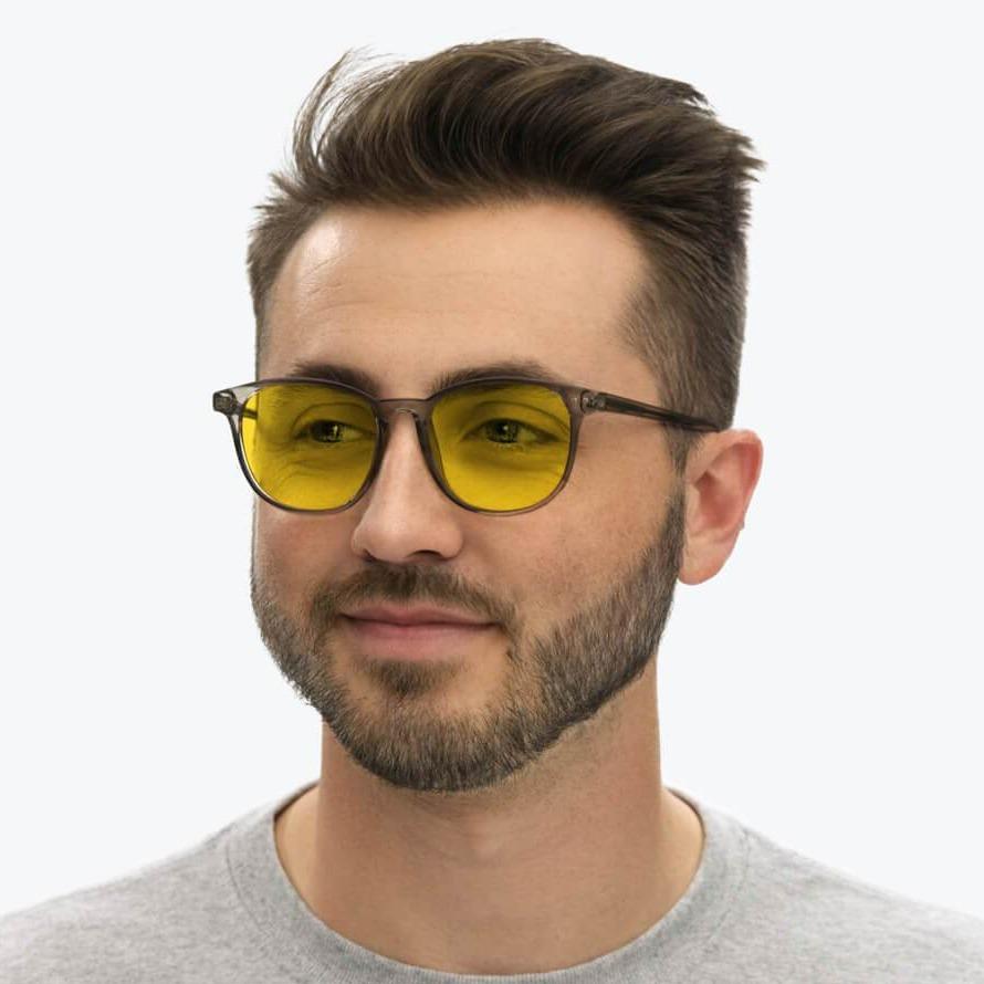 DayMax Billie Glasses - Pearl Grey Blue Light Filter Glasses - Yellow Lens BlockBlueLight 