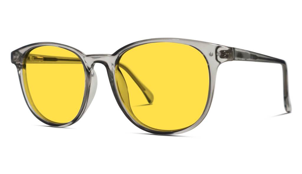 DayMax Billie Glasses - Pearl Grey Blue Light Filter Glasses - Yellow Lens BlockBlueLight 