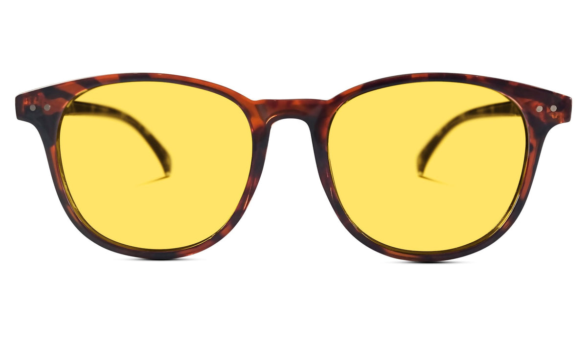DayMax Billie Glasses - Tortoise Blue Light Filter Glasses - Yellow Lens BlockBlueLight 