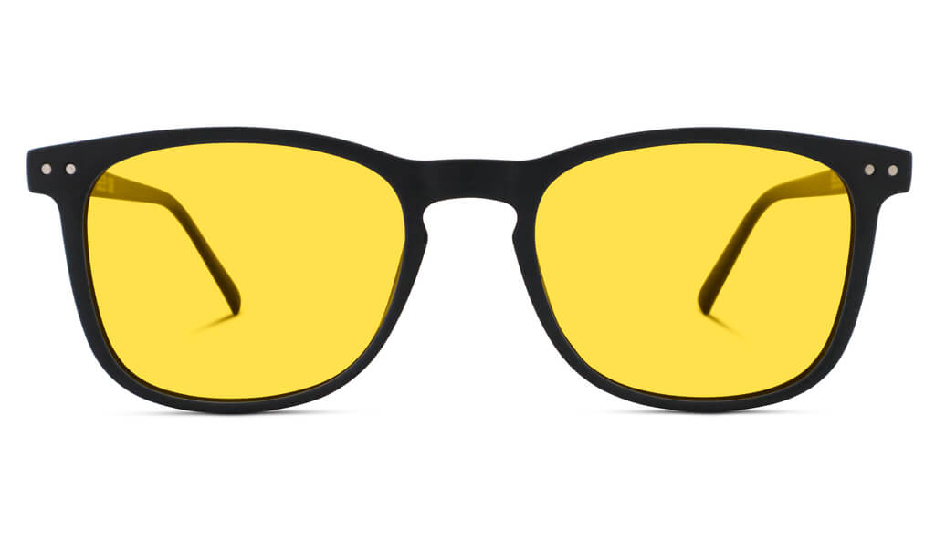 DayMax Taylor Glasses - Black Blue Light Filter Glasses - Yellow Lens BlockBlueLight 