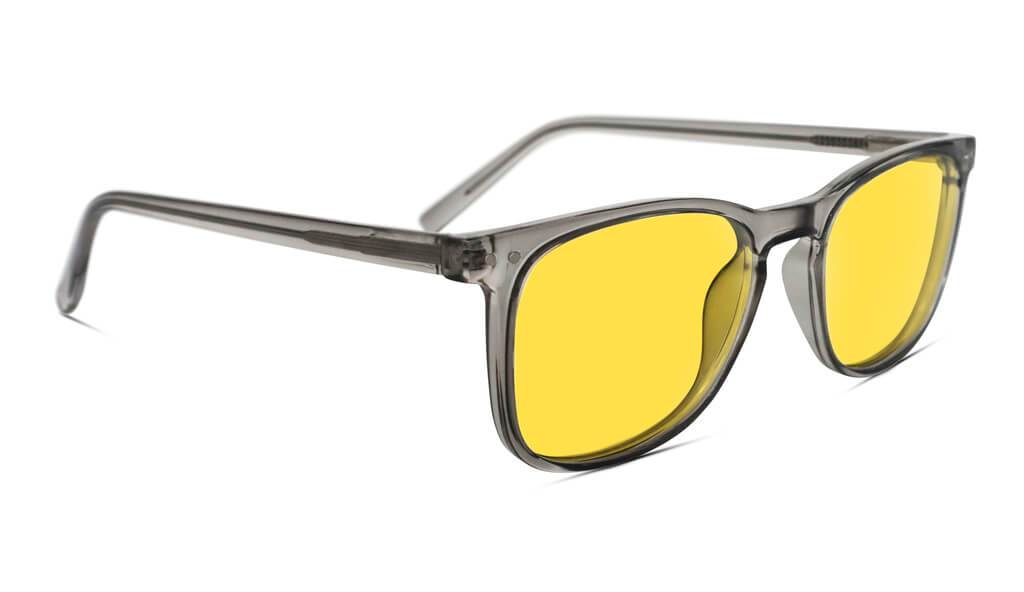 DayMax Taylor Glasses - Pearl Grey Blue Light Filter Glasses - Yellow Lens BlockBlueLight 