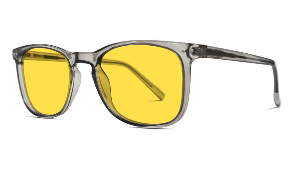 DayMax Taylor Glasses - Pearl Grey Blue Light Filter Glasses - Yellow Lens BlockBlueLight 