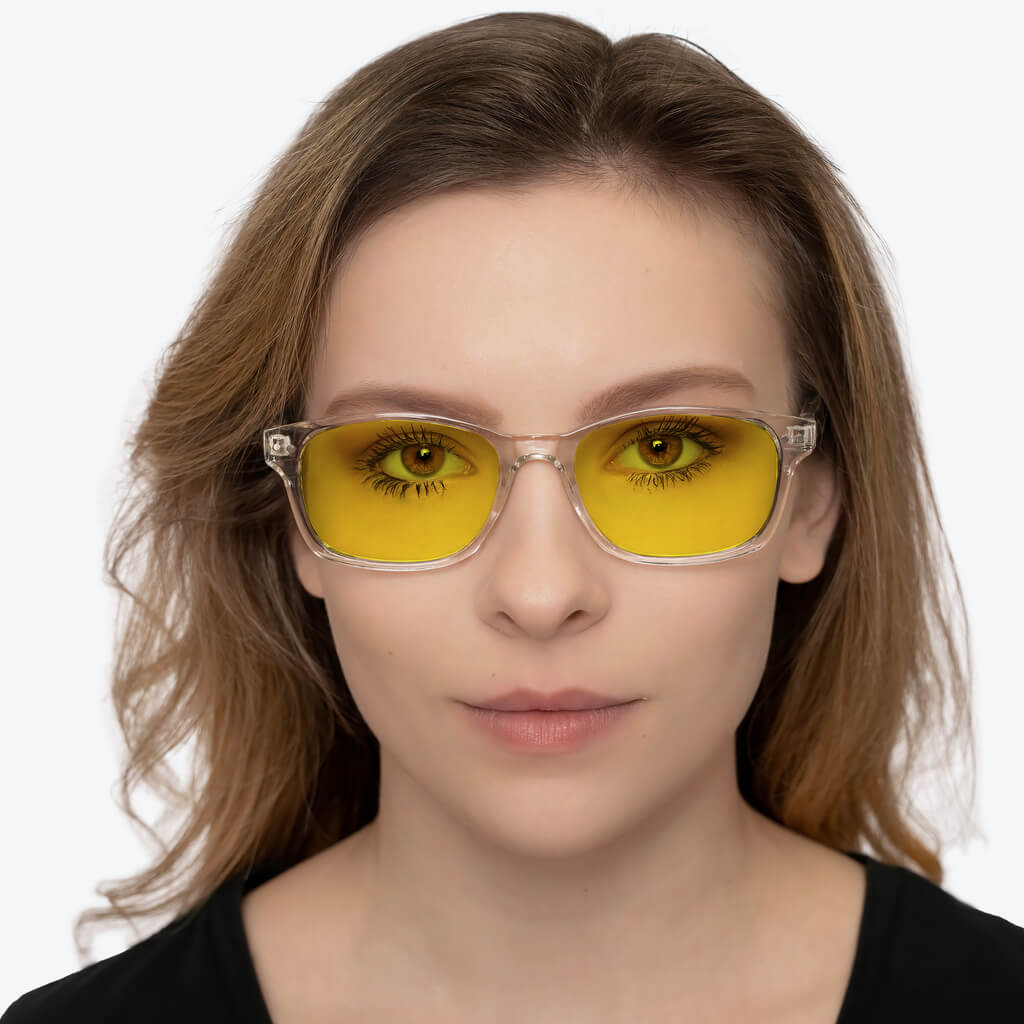 DayMax Wayfarer Glasses - Crystal Blue Light Filter Glasses - Yellow Lens BlockBlueLight 