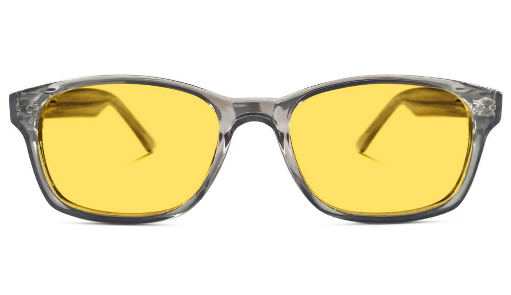 DayMax Wayfarer Glasses - Pearl Grey Blue Light Filter Glasses - Yellow Lens BlockBlueLight 