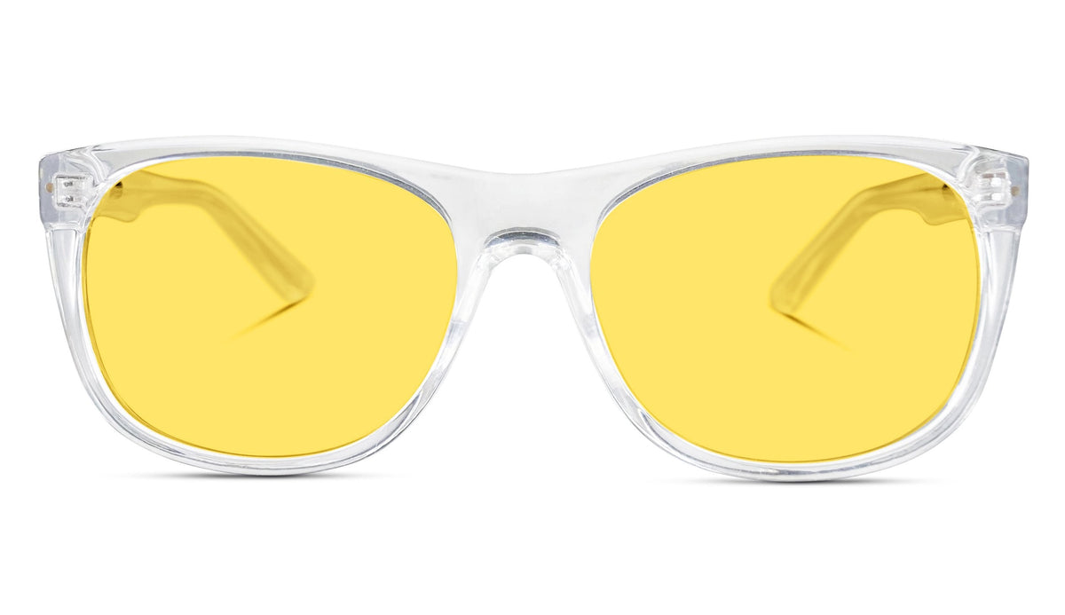 Kids DayMax Wayfarer Glasses - Crystal Blue Light Filter Glasses - Yellow Lens BlockBlueLight 