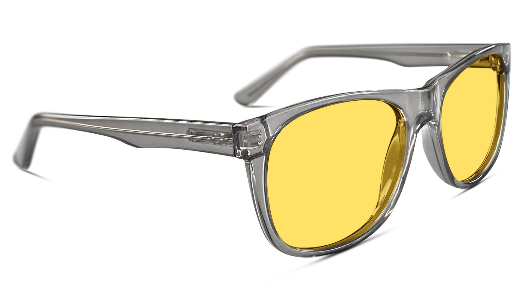 Kids DayMax Wayfarer Glasses - Pearl Grey Blue Light Filter Glasses - Yellow Lens BlockBlueLight 