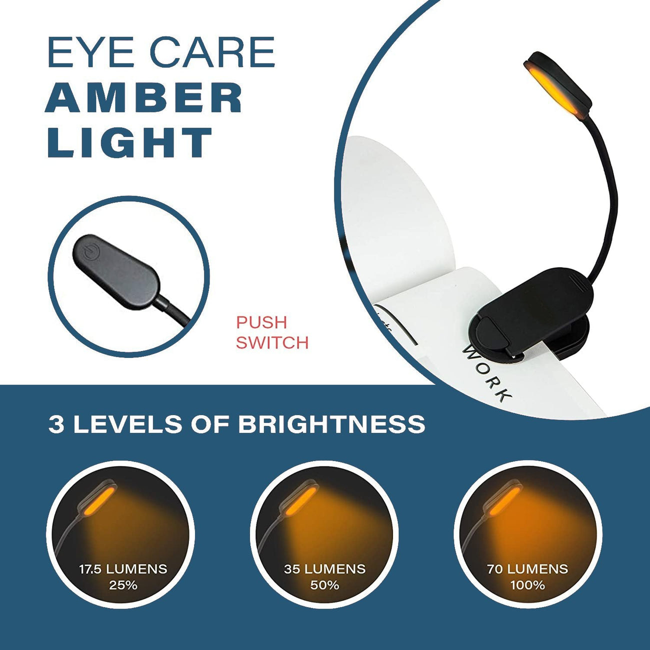 Blue Light Blocking Amber Book Light- Warm Yellow | BlockBLueLight