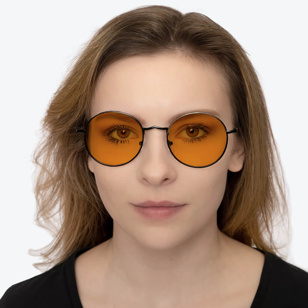 SunDown Elton Blue Blocking Glasses - Black Blue Light Blocking Glasses - Amber Lens BlockBlueLight 