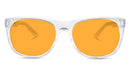 SunDown Kids Wayfarer Blue Blocking Glasses - Crystal Blue Light Blocking Glasses - Amber Lens BlockBlueLight 