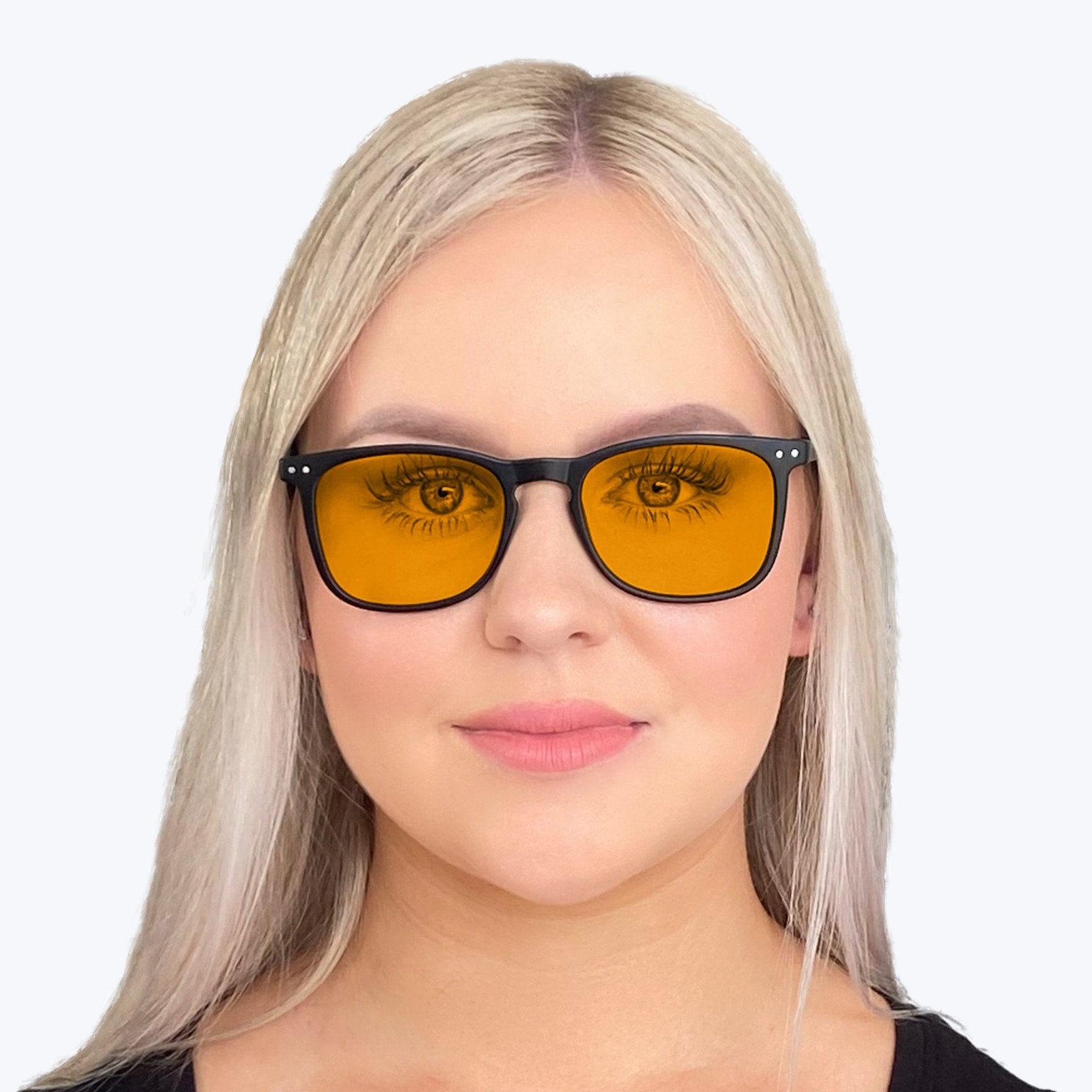 SunDown Taylor Blue Blocking Glasses - Black Blue Light Blocking Glasses - Amber Lens BlockBlueLight 