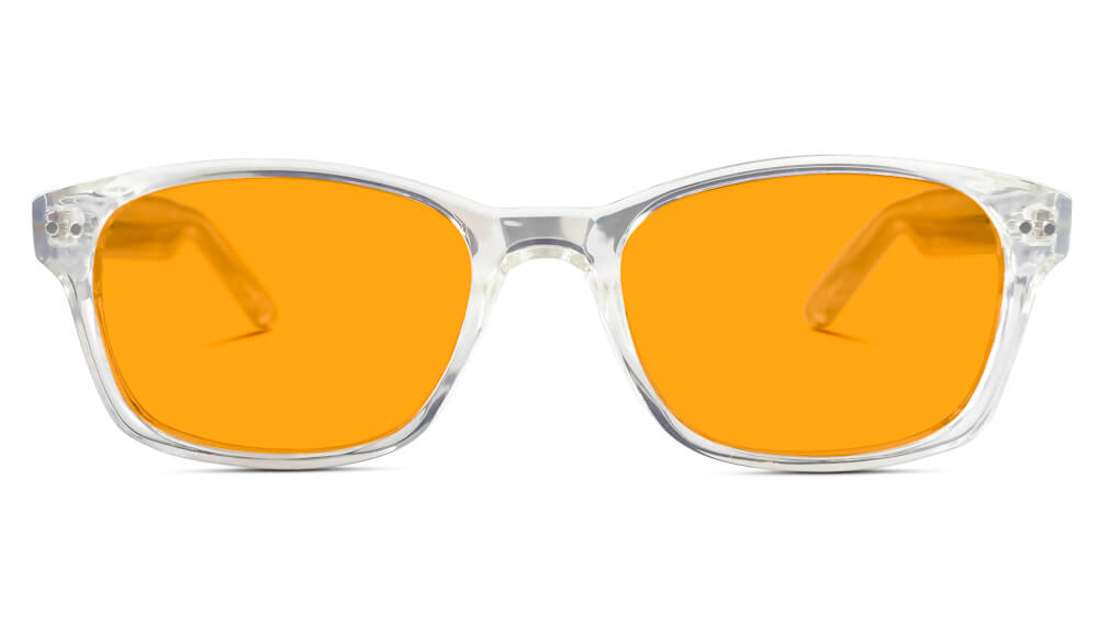 SunDown Wayfarer Blue Blocking Glasses - Crystal Blue Light Blocking Glasses - Amber Lens BlockBlueLight 