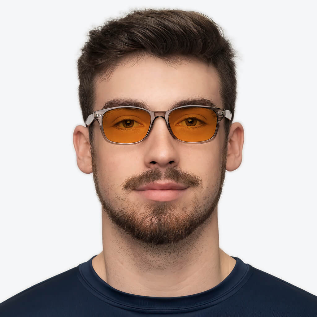 SunDown Wayfarer Blue Blocking Glasses-Pearl Grey Blue Light Blocking Glasses - Amber Lens BlockBlueLight 